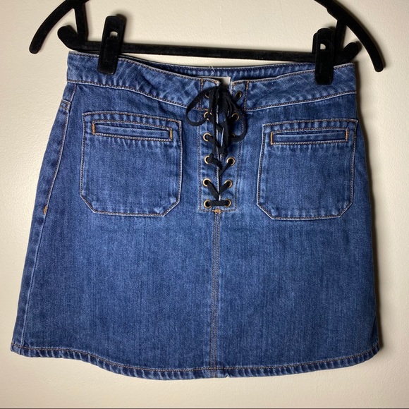 Garage Dresses & Skirts - Lace up Denim Skirt